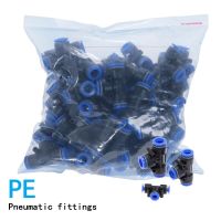 100pcs 50pcs PE Pneumatic Fittings Fitting Plastic T Type 3-way For 4mm 6mm 8mm 10mm Tee Tube Quick Connector Slip Lock Pipe Fittings Accessories