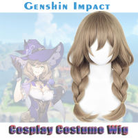 Genshin Impact Lisa วิกผมเครื่องแต่งกายวันฮาโลวีนสำหรับผู้หญิงวิกผมลอนวิกผมคอสเพลย์สีน้ำตาลทอง