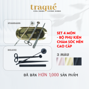 Bộ 4 Phụ kiện chăm sóc nến thơm Kéo,Khêu,Chuông,Khay và Châm nến