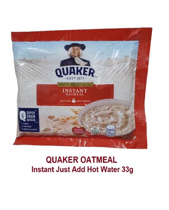 Quaker Oats Instant Oatmeal Just Add Hot Water 33g Sachet Super Grain With Fiber Protein And 