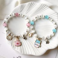 Opal Crystal Pink Pig Hand String Pearl Bracelet Wholesale Cartoon Jewelry Wholesale XN215