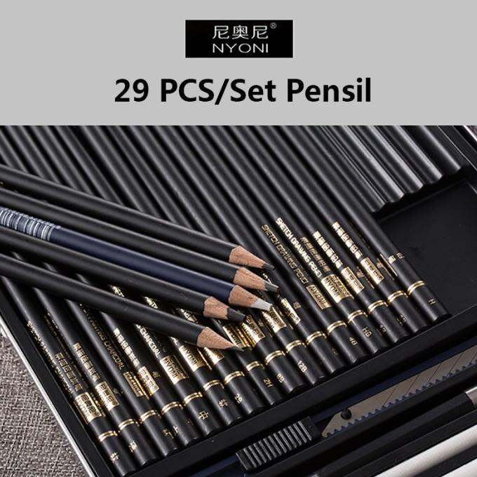 Nyoni Sketch Drawing Pencil 29 Pcs Set/Pensil Lukis Sketsa Set Lengkap