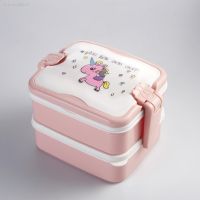 ✤☋✕ Bento Lunch Box for Children Kids Girls School Kawaii Cute Unicorn 2 Layer Portable Sandwich Snack Food Box