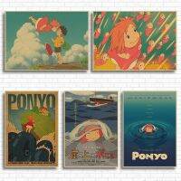 【Approving】โปสเตอร์วินเทจ Ponyo บนหน้าผา Hayao Miyazaki PosterWall StickerDecorative Painting