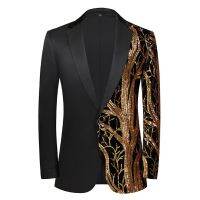 ♝ High Quality Blazer Men Elegant Fashion Casual Sequin Banquet Dance Wedding Groomsmen Party Suit Jacket Slim Costume Costume