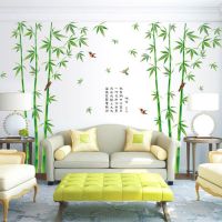 New 2pcs/set Large Green Bamboo Wall Sticker For Bedroom TV Sofa Background 222*265cm Home Decor DIY PVC Birds Mural Art Decals Wall Stickers  Decals