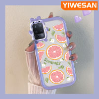 YIWESAN เคสสำหรับ OPPO A94 4G F19 Pro Reno 5F Reno 5 Lite เคสการ์ตูนน่ารักสีชมพูฤดูร้อนมะนาวขอบสีสันสดใสเคสโทรศัพท์โปร่งใสเคสกันกระแทกกันกระแทกสำหรับเลนส์กล้องถ่ายรูป