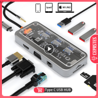 CERASTES USB C HUB แท่นวางมือถือฮับ USB USB 3.0 Type C เป็น HDMI-USB ที่เข้ากันได้ USB รางช่องยูเอสบีสำหรับแมคบุ๊กโปรแอร์ M1 M2แล็ปท็อป PC Meimiao