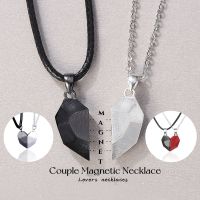 Fashion Romantic Colorful Magnetic Heart Shape Wishing Stone Couple Pendant Necklace for Men &amp; Women Cute Love Jewelry for Lover