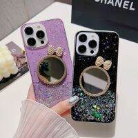 เคสใสลายดาวระยิบระยับกระจกแต่งหน้ามีสไตล์สำหรับ iPhone 13 11 12 14 Pro MAX X XS XR 7 8 6 S Plus ฝาครอบซิลิโคนสำหรับป้องกัน Caqua