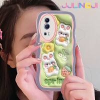 Jjlingji เคสสำหรับ VIVO Y72 5G Y52 5G Y75s 5G เคสแฟชั่น3D ฤดูใบไม้ผลิลายกระต่ายขอบนุ่มเคสมือถือกันกระแทกแบบใสที่สร้างสรรค์เคสโปร่งใสลายกล้องถ่ายรูปซิลิกาเจลป้องกัน