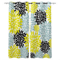 Yellow Dahlia Geometry Curtains For Living Room Bedroom Window Treatment Blinds Finished Drapes Kitchen Curtains