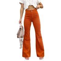 CODadoqkxDGE 【MM0411】Women Corduroy Flare Pants Elastic Waist Bell Bottom Trousers