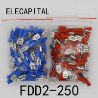 FDD2-250 หญิงฉนวนไฟฟ้า CRIMP TERMINAL สำหรับ 1.5-2.5mm2 ตัวเชื่อมต่อสายเชื่อมต่อสายไฟ 100 ชิ้น/แพ็ค FDD2.5-250 FDD-yfm6