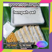 ชุดทดลองทำเทมเป้ พร้อมคู่มือการทำ  Tempeh set 1 ชุด ประกอบด้วย ถั่วเหลือง ออร์แกนืค Non Gmo 200 กรัม หัวเชื้อ 10 กรัม กล่องสำหรับทำ 1 กล่อง คู่มือทำ