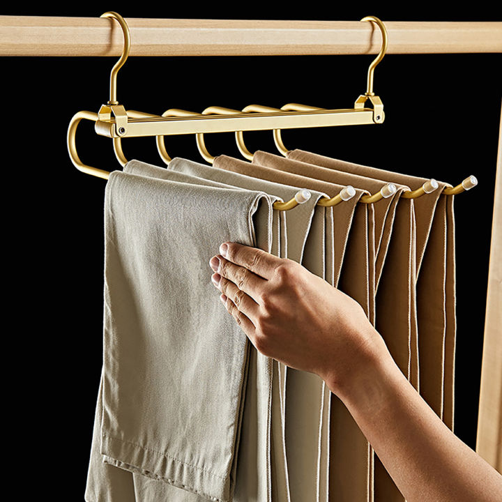 มากกว่าประตูไม้แขวนเสื้อคู่ประหยัดพื้นที่ไม้แขวนกางเกงพับเก็บได้สำหรับห้องนอนห้องซักรีดตู้เสื้อผ้า