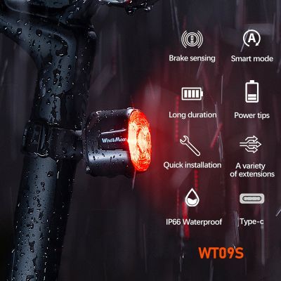 ☋ Bike Rear Light IP66 Waterproof Colorful LED Charging Bicycle Smart Auto Brake Sensing Light Accessories Bike Taillight Light