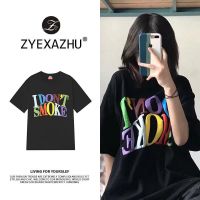 COD Foam letter black short-sleeved t-shirt womens summer tide brand vintage Harajuku style loose half-sleeved niche top