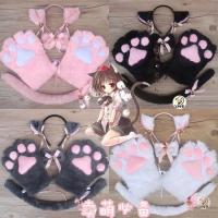 Anime Cosplay Costume Accessory Hairwear Hairbands With Cat Ears Fantasy Set Maid Lolita Plush Glove Tail Paw Ear New cosplay