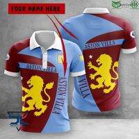 เสื้อโปโลแขนสั้น มีฮู้ด ลาย Aston Villa F.c Premier League 2022 3d 2023