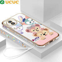 เคส UCUC นุ่มชุบลายการ์ตูน Vivoy02a Y02A,เคสมือถือ Vivoy02t Y02T Vivo มีสายคล้อง