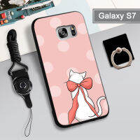 เคสอ่อนสำหรับ Samsung Galaxy S7เคสโทรศัพท์คลุมทั้งหมด2022ใหม่ป้องกันการตกหล่นกันรอยขีดข่วนฝามีที่ถือวงแหวนโทรศัพท์ &amp; เชือก