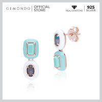 Gemondo ต่างหูเงินแท้ 925 Sterling Silver ประดับโอปอลทริปเลต (Triplet Opal) และ เทอร์ควอยซ์(Turquoise) : ต่างหูอีนาเมล