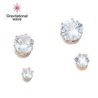 Gravitational Wave 4Pcs Ear Clips Round Cubic Zirconia Jewelry Korean Style Non-Piercing Ear Cuffs For Daily Wear