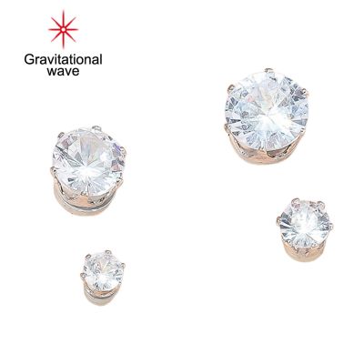 Gravitational Wave 4Pcs Ear Clips Round Cubic Zirconia Jewelry Korean Style Non-Piercing Ear Cuffs For Daily Wear
