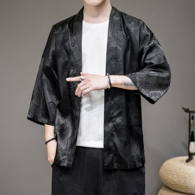 [COD] 2020 New Chinese Cotton Hanfu Mens Large Size Fashion Buttonless Cardigan Jacket