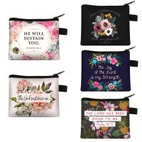 ● Bible Verse He Will Sustain You Print Coin Purse Women The Lord Sustains Me Wallets Handbag ID Credit Card Money Holder Bags