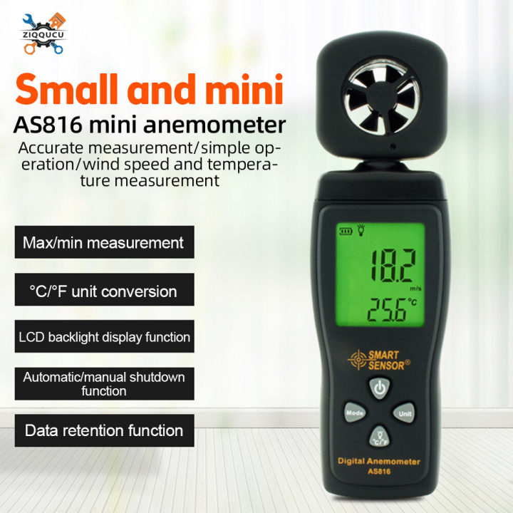 Ziqqucu Handheld Portable Anemometer Velometer for HVAC with Wind Speed