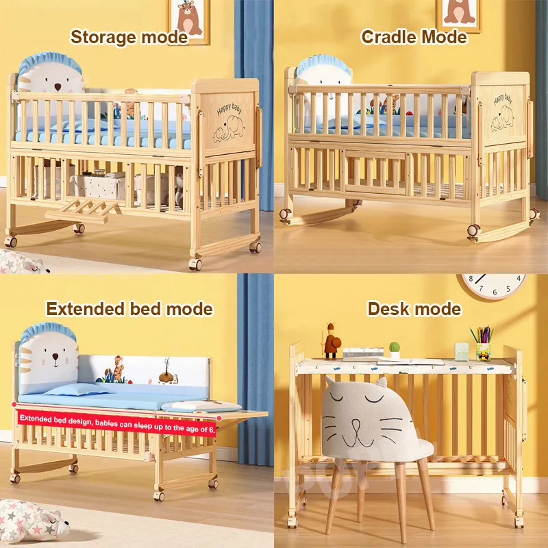 Warranty】3In1 Baby Crib Solid Wood Crib Multifunctional Cradle Bed Wood Crib  For Baby With Mattress Set And Mosquito Net | Lazada Ph