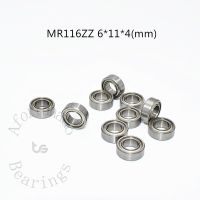 Miniature Bearing MR116ZZ 10 Pieces 6*11*4(mm) free shipping chrome steel Metal Sealed High speed Mechanical equipment parts Axles  Bearings Seals