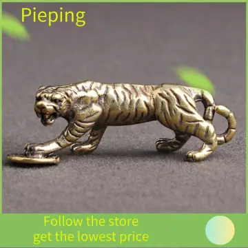 Brass Tiger Statue Mini Animals Brass Tiger Decor Ornament for