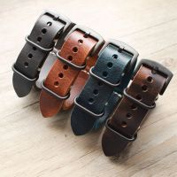 Suitable For Handmade Oil Wax Leather Genuine Strap 20 22MM 24MM NATO Vintage First Layer Cowhide Soft