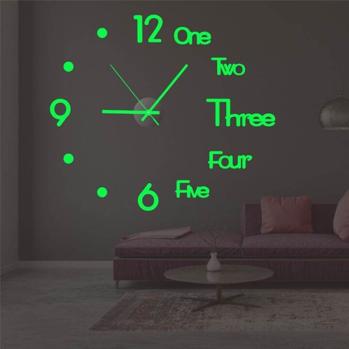 Acrylic Modern Luminous DIY Wall Clock Sticker /3D Surface Wall