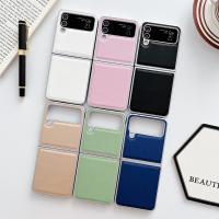 เคสโทรศัพท์แบบพับหนังเคลือบสีเมทัลลิก HOCE สำหรับ Samsung Galaxy Z Flip 3 4 5G Flip4 Zflip4 Flip3เคสฝาหลังพียู