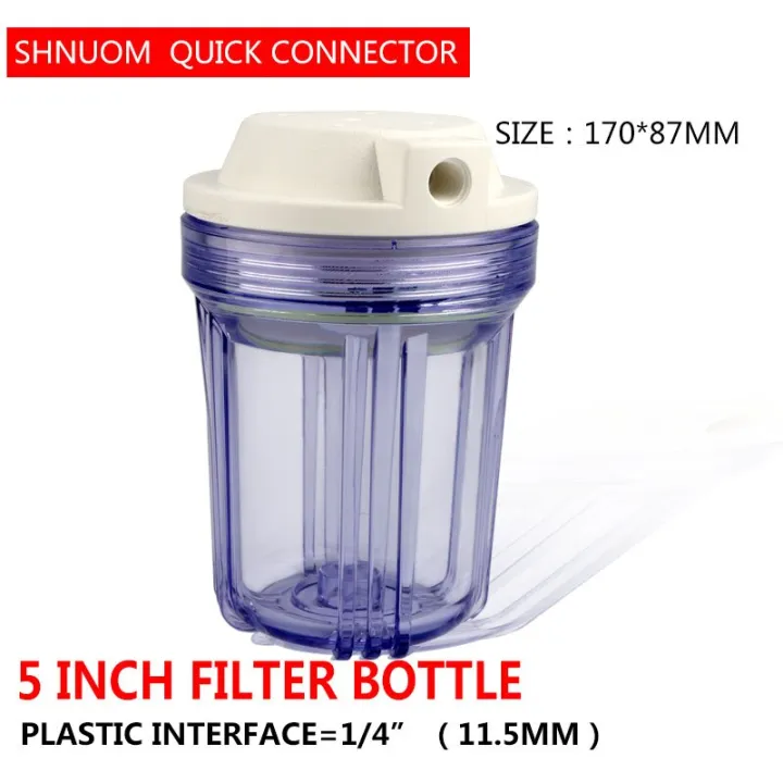 5 Inch Transparent Filter Bottle 1/4'' Thread 12MM Water Purifier