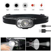 BORUiT B33 LED Motion IR Sensor Mini Headlamp 5 Light Mode Zoom Headlight USB Rechargeable Head Torch Hunting camping Light