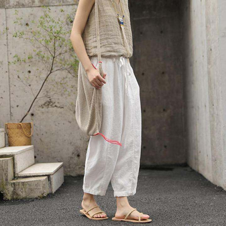 popular-women-pants-wide-leg-quick-drying-lady-slacks-retro-loose-cotton-linen-casual-pants