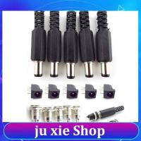 JuXie store 12V 5.5*2.1MM DC Male Plugs DC022 DC099 Power Socket Female Jack Screw Nut Panel Mount Connector Panel diy plug 5.5 x 2.1mm