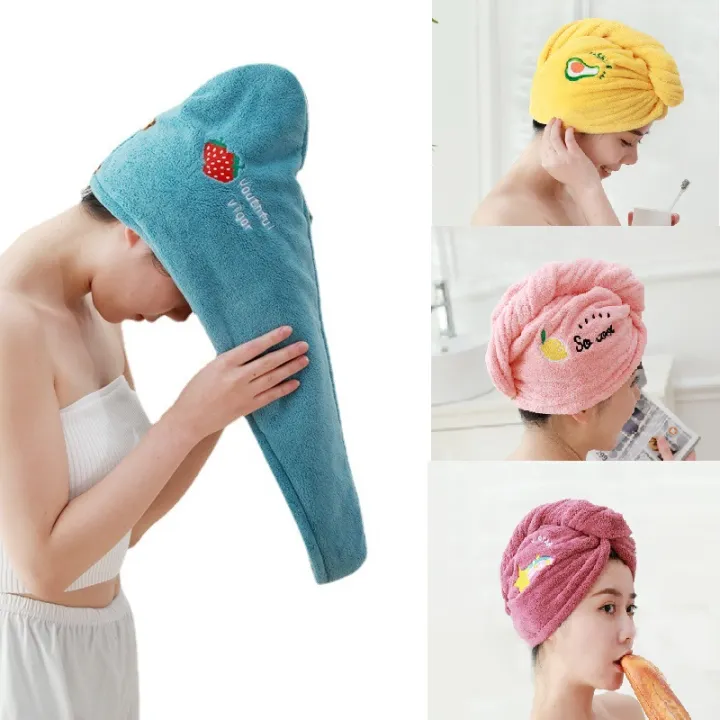 MAC】COD Magic Hair Dry Towel Shampoo Massage Brush Quick Dry Hair Cap  Microfiber Towel Soft
