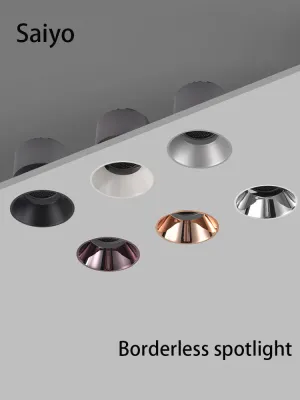 Saiyo LED Borderless Spotlight COB 5W 7W 12W Embedded Anti-glare Trimless Aluminum Recessed Downlight 85-265V