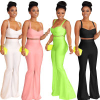 2020 Women Sets Summer Tracksuits Strap Top+Pants Suit Two Piece Set Night Club Party Elegant Sporty Casual 2 pcs Street GL8892