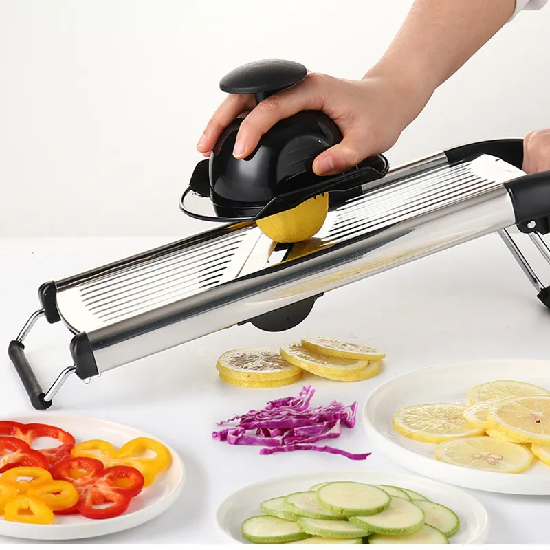 Adjustable Mandoline Food Slicer - Professional Handheld Stainless Steel  Kitchen Julienne Cutter for Slicing Food Vegetables Fruit Chip French Fry