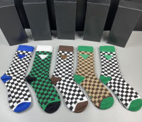 5 Pairs Box Unisex Men Women Cotton Checkerboard Designer Casual Ankle Comfy Hip Hop Sport Socks Box Packing