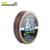 ShiningLove ANGRYFISH Diominate PE Line 4 Strands Braided 100m/109yds Super Strong Fishing Line 10LB-80LB Brown