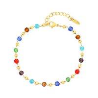 【CW】 Colored Glass Beads for Girls Small Crowd Style Gold Plating Fashion Jewelry Wholesale