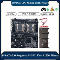 X99 Dual CPU ALEO Mining Motherboard +SATA Cable LGA2011 V3/V4 8XDDR4 RAM Slot PCIE 16X 8XSATA3.0 Supporting 5 GPU Miner